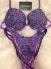 Custom Competition Bikinis Purple lavendar Bling Luxe Underwire Push up bra Wellness bikini