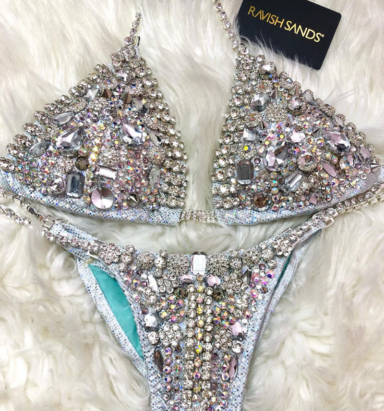 Custom Christina Diamond Sparkle (White/silver) Competition Bikini