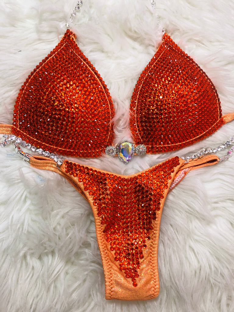 Custom Competition Bikinis Vibrant Orange Molded Cup 