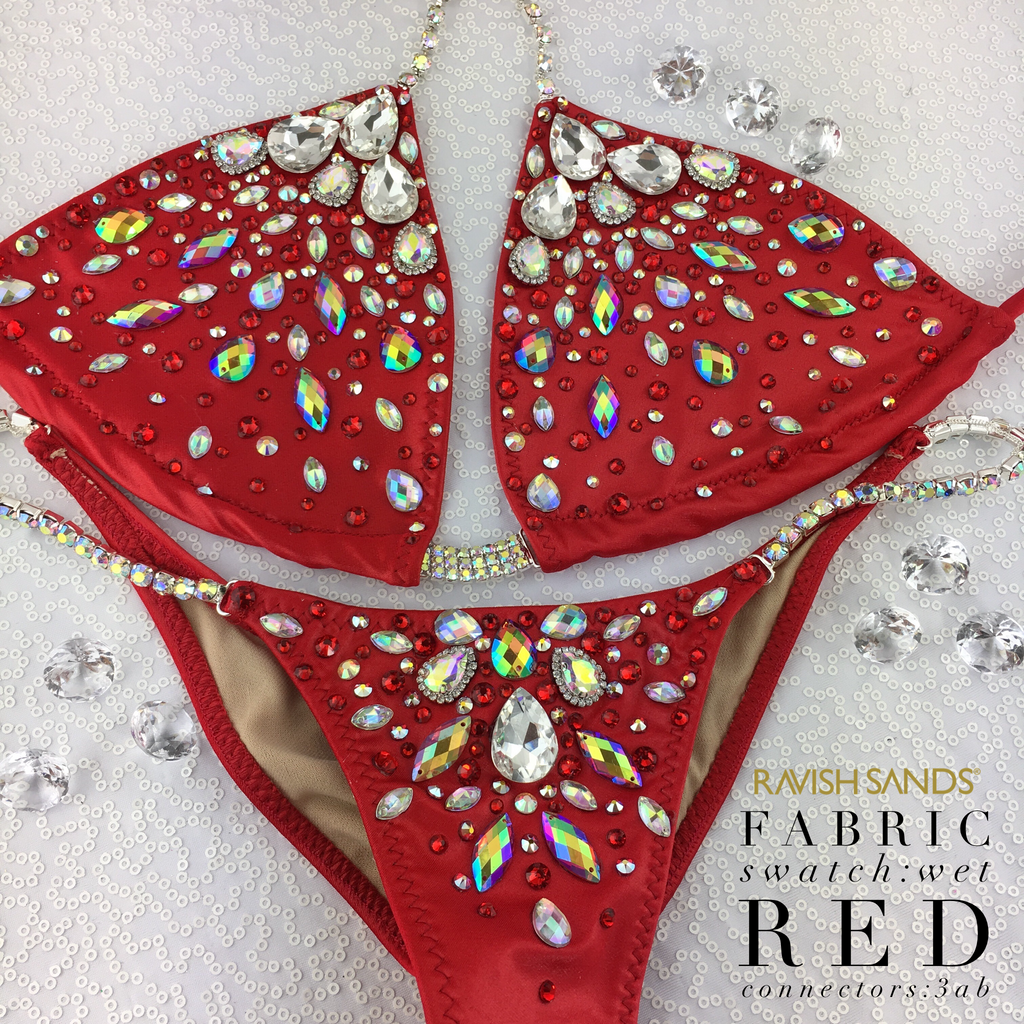 Quick View Competition Bikinis Red Bedazzled Elite