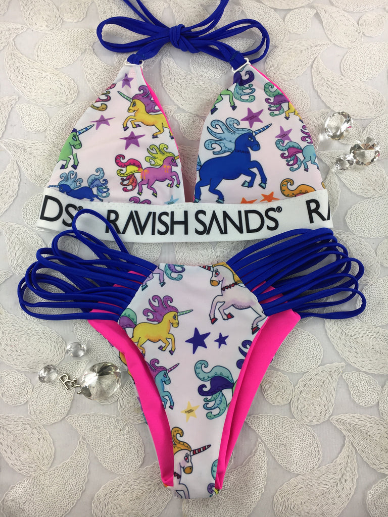 Custom Seamless 2:1 Flip It Ravish Sands Exclusive (Monogram) Unicorn/Unicorns/Pink***(SUIT SOLD PER PIECE OR SET, price varies)