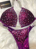 Custom Competition Bikinis sideways  Gradient Cranberry wine fuchsia  molded cup top