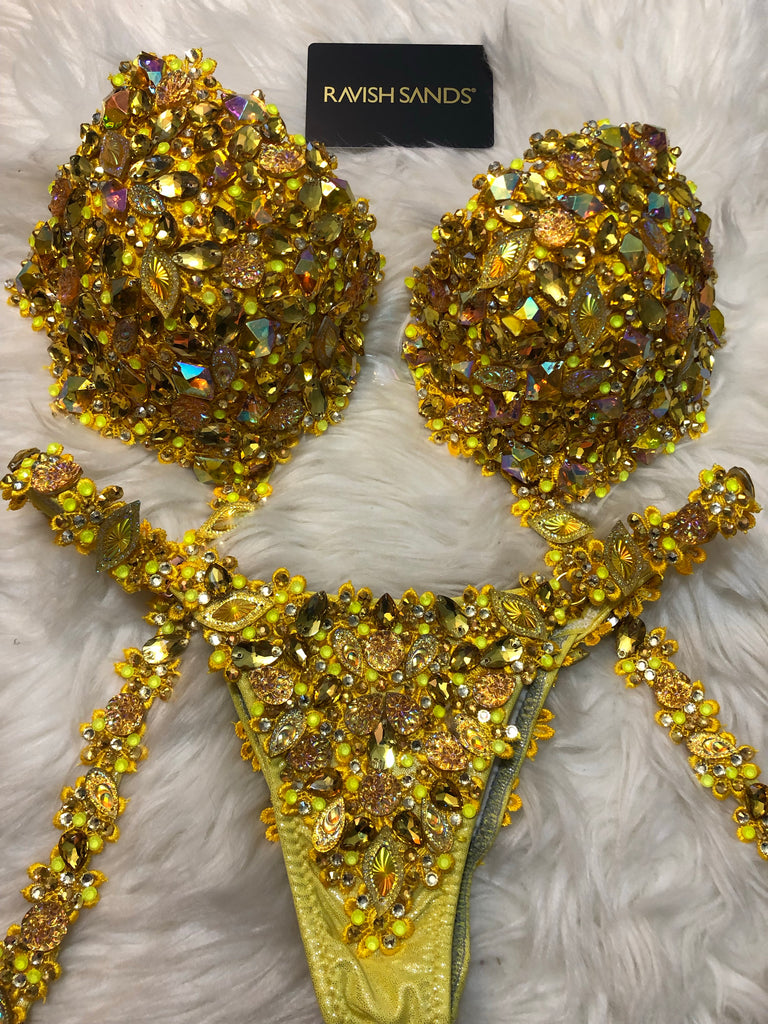Custom Yellow Gem Themewear bikini with choker