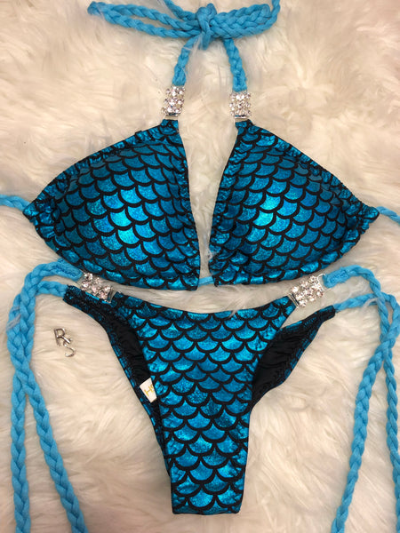 Custom Turquoise mermaid  Posing Bikini