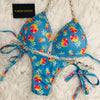 Custom Posing Bikini Molded cup Ravish Pineapple/Sanddollar tie string bikini w/Embellishment