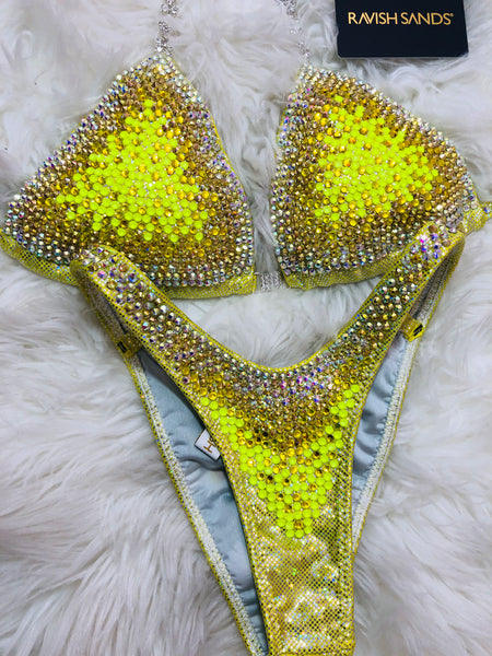 Custom Competition Bikinis “Elegance”  yellow  Wellness bikini