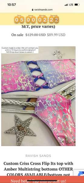 Payoff Vibrant pink crystal suit  50% deposit and custom swimsuit ($65 from $149) plus pink chic sport small bottom Med top
