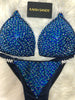 Custom Competition Bikinis Royal Blue peacock Molded Cup