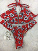 Custom Band Bikini (Katy) red floral or magenta floral options***(SUIT SOLD PER PIECE OR SET, price varies)