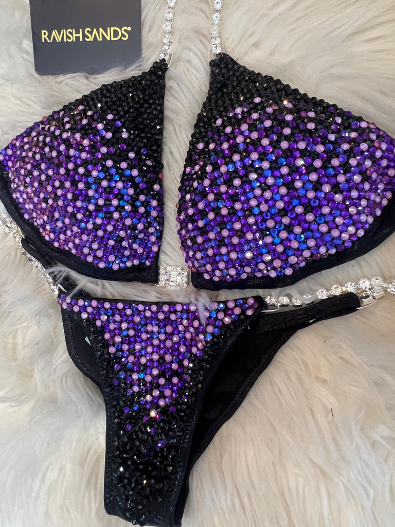 Custom Ombre Black purple Competition Bikini
