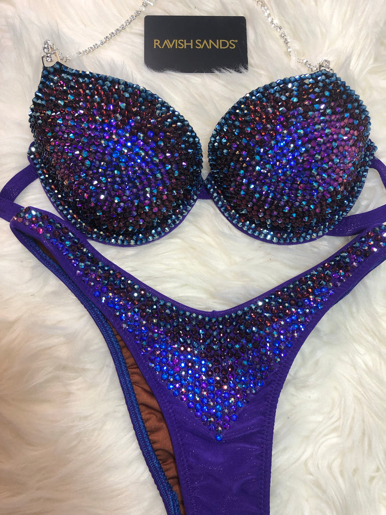 Custom Competition Bikinis “Elegance” purple  Underwire Push up bra Wellness bikini