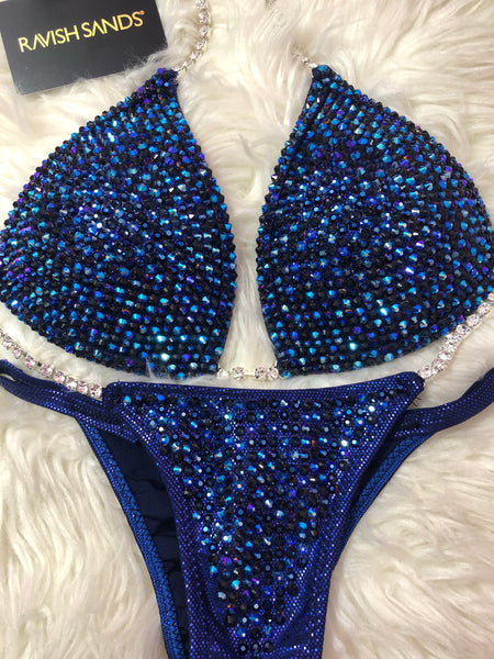 Custom Competition Bikinis Dark Navy Blue Molded cup top