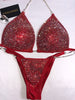 Custom Competition Bikinis Red ab Molded cup top