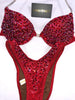 Custom Competition Bikinis Multi Red Bling Luxe Underwire Push up bra Wellness bikini