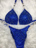 Custom competition bikini Blue Aqua multi DELUXE Luxe W/Color crystals Competition Bikini  and molded cup Included