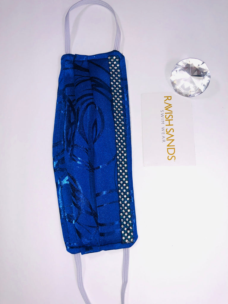 Blue swirl rhinestone Hand Washable Face mask (not hospital grade)