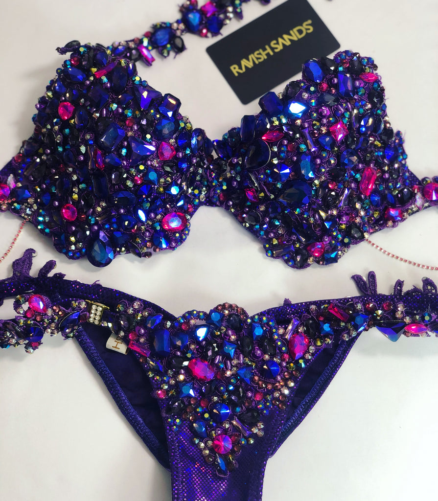 Custom Ice Purple Fuchsia Midnight Blue Themewear bikini