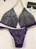 Custom Purple DELUXE Luxe W/Color crystals Competition Bikini and molded cup Included