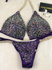Custom Purple DELUXE Luxe W/Color crystals Competition Bikini and molded cup Included