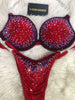 Custom Competition Bikinis “Elegance” Red Underwire Push up bra Wellness bikini