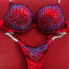 Custom Competition Bikinis “Elegance” Red Underwire Push up bra Wellness bikini