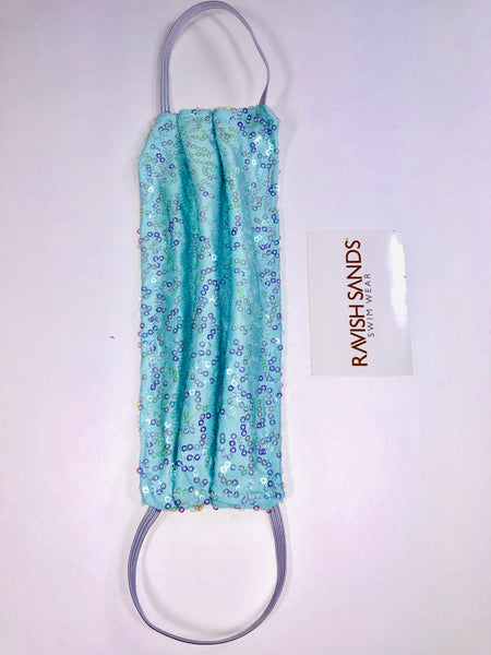 Light aquamarine sequin Washable Face mask (not hospital grade)