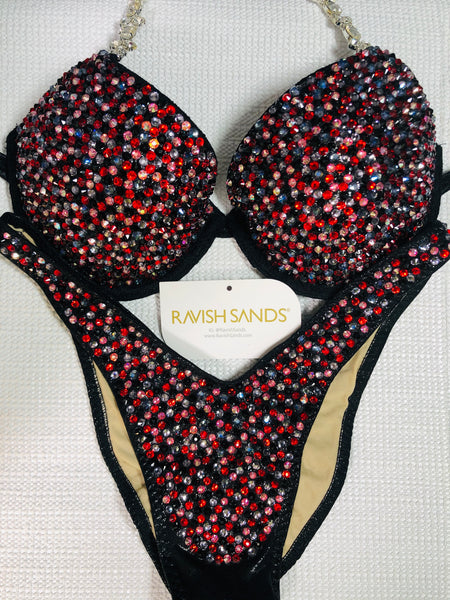 Rental Black Red Bling Luxe Underwire Push up bra Wellness B/c cup
