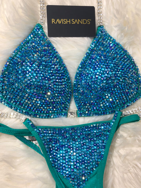 Custom Competition Bikinis Teal Aqua Issa Molded Cup 