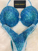 Custom Competition Bikinis “Elegance” Baby blue aqua Underwire Push up bra Wellness bikini