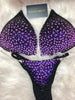 Custom Competition Bikinis “Magestic Gradient” Black purple Lavendar   Molded cup