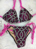 Black Swirl Lace Tie String Bikini Midcoverage Cheeky Quickship