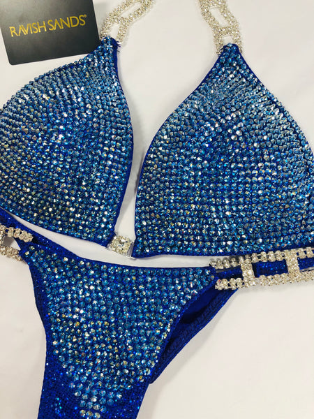 Custom Competition Bikinis Capri Blue ab Molded cup top
