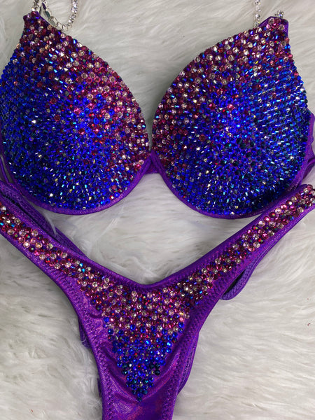 Custom Competition Bikinis Pink sapphire Bling Luxe Underwire Push up bra Wellness bikini