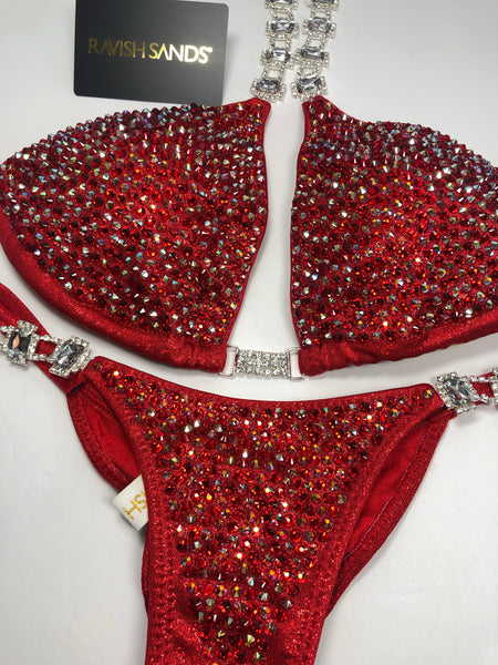 Custom Bling Red Luxe Competition Bikini