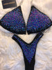 Custom Wellness competition bikini Black multi  Elegance