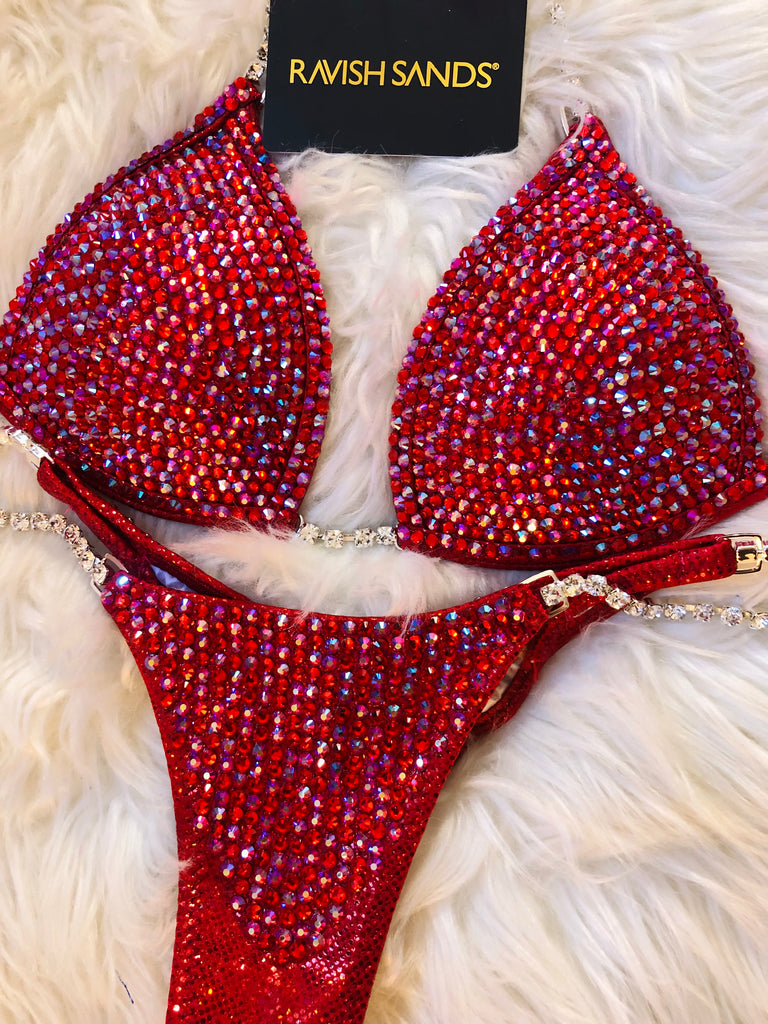 Custom Competition Bikinis strawberry Red Molded cup