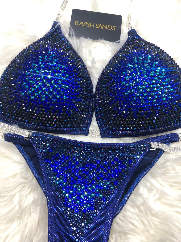 Custom Competition Bikinis “Elegance” Blue  Molded cup