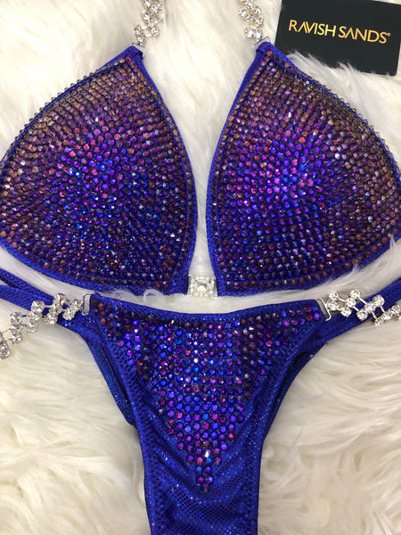 Custom Competition Bikinis Purple Blue phenomenon Molded Cup Deluxe