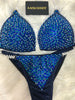 Custom Competition Bikinis Royal Blue peacock Molded Cup