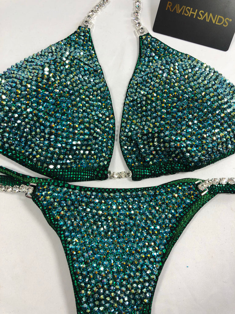 Custom Bling Emerald Luxe (ALL COLOR AB)Competition Bikini