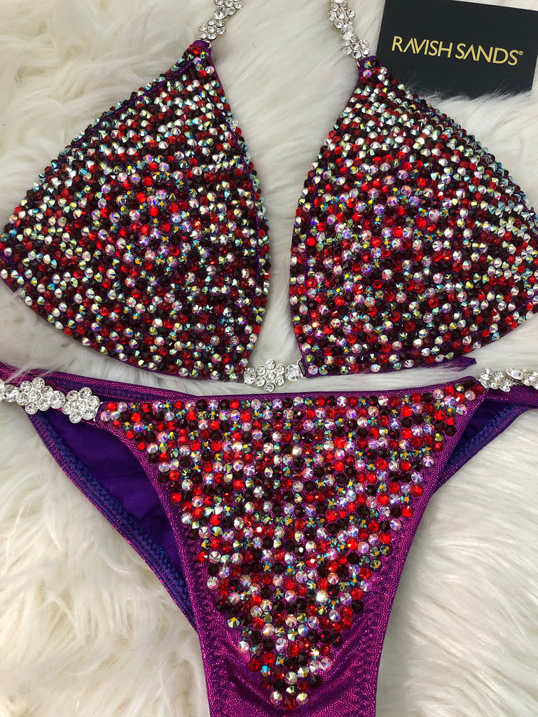 Custom Competition Bikinis Cranberry red  w/molded cup