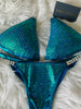 Custom Competition bikini mermaid teal blue ziricon ab shimmer (this suit crystal only option)