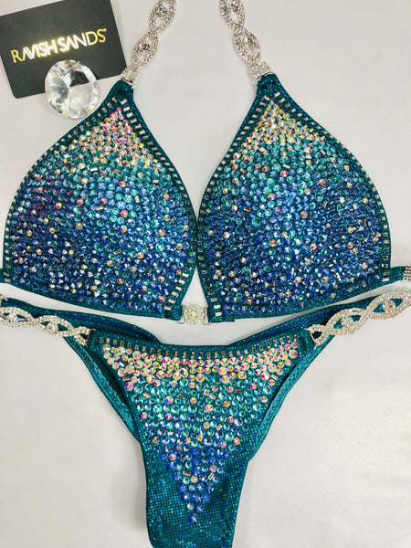 LeDoux Baguette Custom Competition Bikinis Molded cup upgrade teal blue