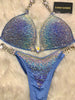 Custom Competition Bikinis sideways  Gradient  blue periwinkle molded cup top ***these connectors may sell out as an option!!!!
