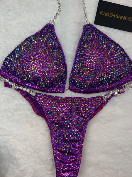 Custom competition bikini purple fuchsia Elegance