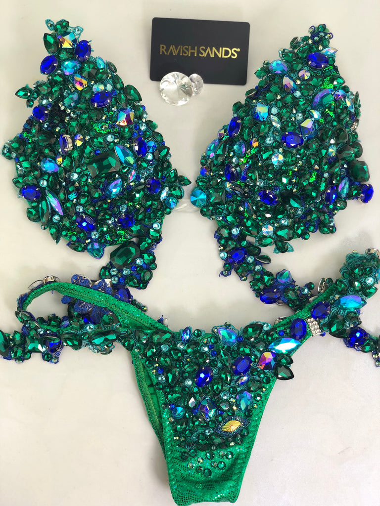 Custom Sapphire/Teal/Emerald Gem Themewear bikini
