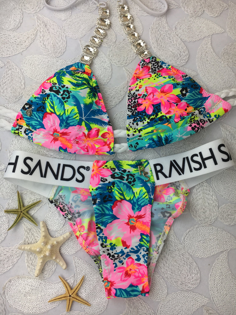 Custom Caribbean floral Ravish Sands Monogram “Limited time Pool Party Glam***(SUIT SOLD PER PIECE OR SET, price varies)