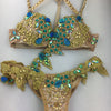 Turquoise/Gold Fairy custom Themewear with wings $1100 or bikini only $699