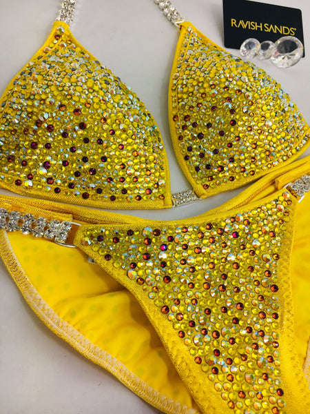 Custom Competition Bikinis Yellow Volcano Molded cup
