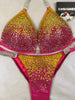 Custom Competition Bikini Yellow Coral Pink Deluxe Gradient Ombre